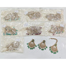 Rajwadi Collection Premium Shine Crystal And Pearl Dangler Earrings With Maangtikka