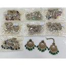 Rajwadi Collection Premium Shine Crystal And Pearl Dangler Earrings With Maangtikka
