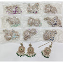 Rajwadi Collection Premium Shine Crystal And Pearl Dangler Earrings With Maangtikka