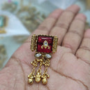 Rajwadi Collection Antique Finish Pota Stone And Pearl Finger Ring