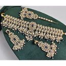 Rajwadi Collection Crystal Stone Pearl And Beads Choker Necklace Set