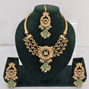 Rajwadi Collection Premium Quality Pota Stone And Pearl Necklace Set