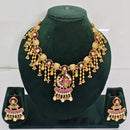 Rajwadi Collection Premium Quality Pota Stone And Pearl Necklace Set