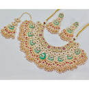 Rajwadi Collection Premium Quality Pota Stone And Pearl Necklace Set