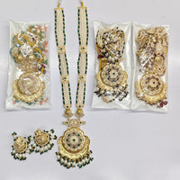 Rajwadi Collection Royal Pota Stone Pearl And Beads Meenakari Long Necklace Set