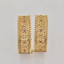 Rajwadi Collection High Gold Plated Traditional Pota Stone Openable Bangles Set 