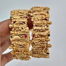 Rajwadi Collection High Gold Plated Traditional Pota Stone Openable Bangles Set 