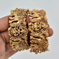 Rajwadi Collection High Gold Plated Traditional Pota Stone Openable Bangles Set 