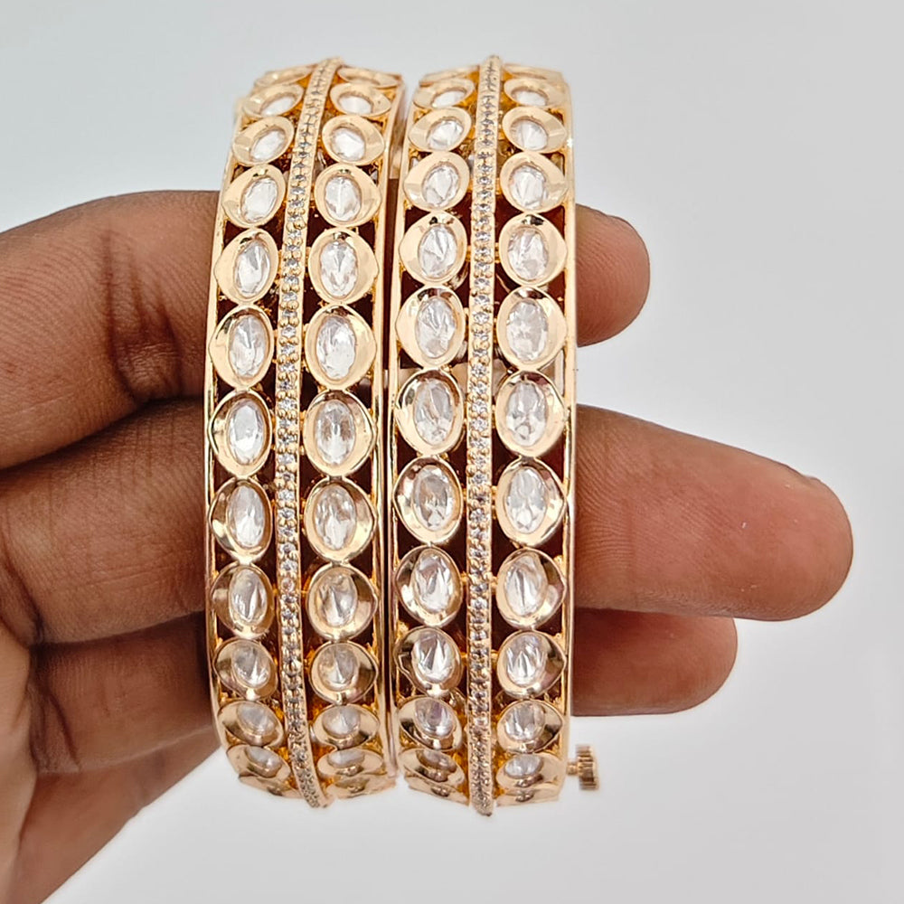 Rajwadi Collection Heritage Polki Kundan Stone Openbale Bangles Set