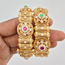 Rajwadi Collection Heritage Pota Stone And Pearl Openable Bangles Set 