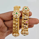 Rajwadi Collection Heritage Pota Stone And Pearl Openable Bangles Set 