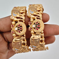 Rajwadi Collection Heritage Pota Stone And Meenakari Openable Bangles Set 