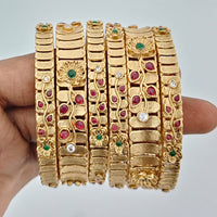 Rajwadi Collection Heritage Pota Stone Bangles Set 