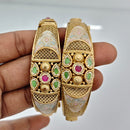 Rajwadi Collection Heritage Pota Stone And Meenakari Openable Bangles Set 