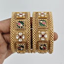 Rajwadi Collection Heritage Pota Stone Openable Bangles Set 