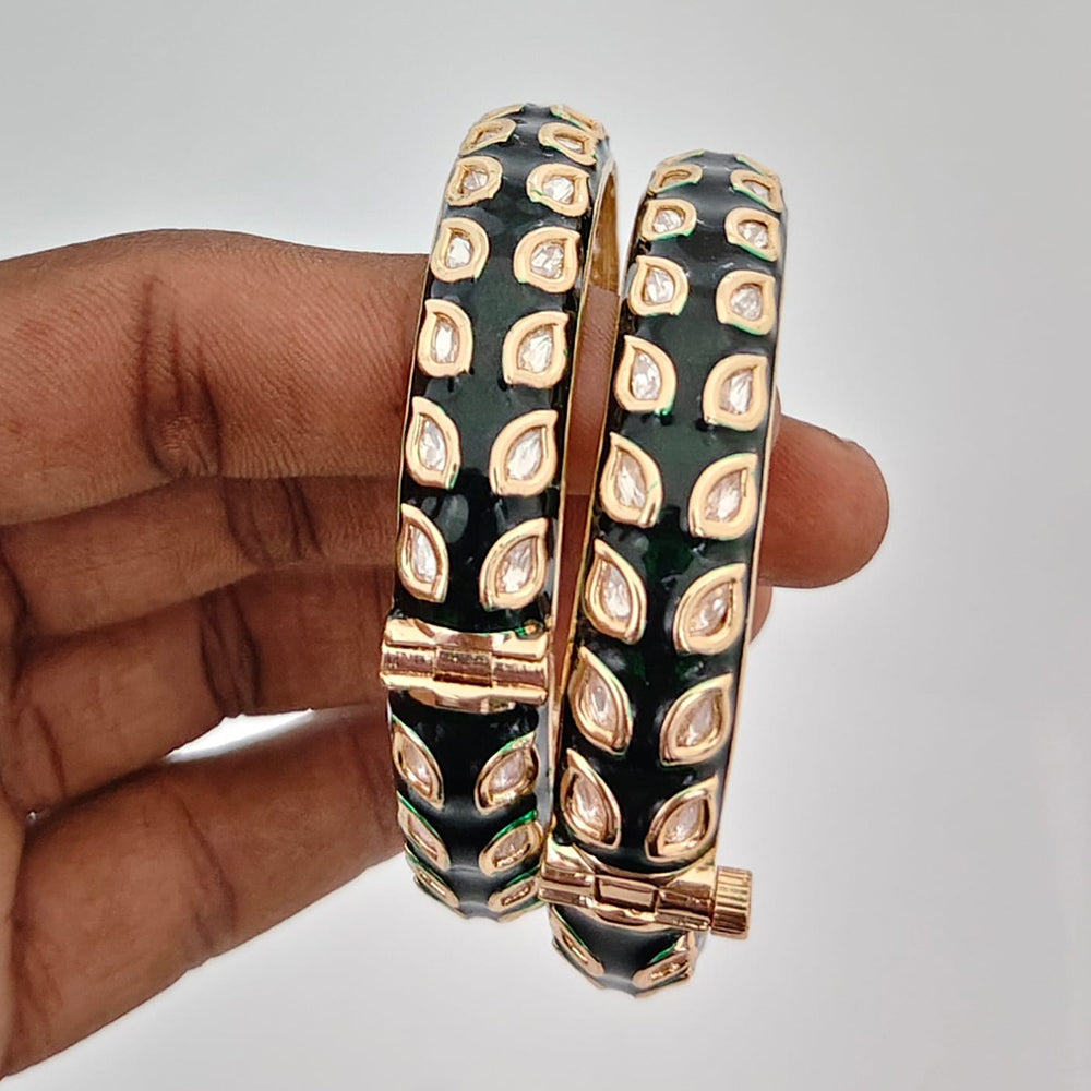 Rajwadi Collection Heritage Polki Kundan Stone And Meenakari Bangles Set