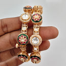Rajwadi Collection Heritage Pota Stone And Austrian Stone Openable Bangles Set 