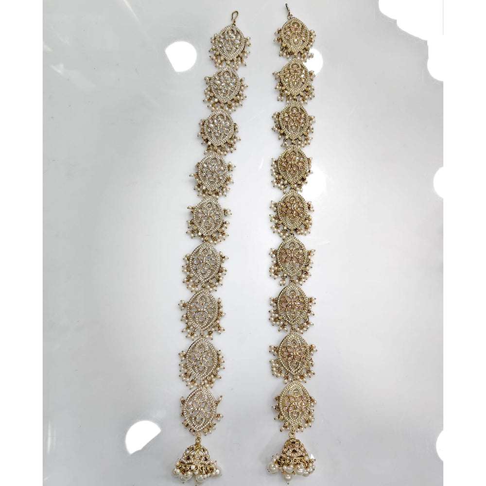 Rajwadi Collection Crystal Stones And Pearls Bridal Hair Choti