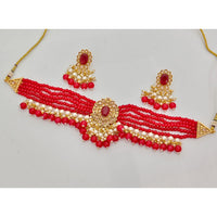 Rajwadi Collection Classic Crystal Stone Pearl And Beaded Choker Necklace Set