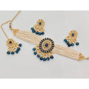 Rajwadi Collection Classic Crystal Stone Pearl And Beaded Choker Necklace Set