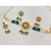 Rajwadi Collection Classic Crystal Stone Pearl And Beaded Choker Necklace Set