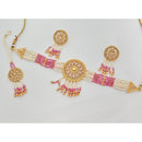 Rajwadi Collection Classic Crystal Stone Pearl And Beaded Choker Necklace Set