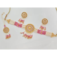 Rajwadi Collection Classic Crystal Stone Pearl And Beaded Choker Necklace Set
