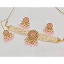Rajwadi Collection Classic Crystal Stone Pearl And Beaded Choker Necklace Set