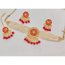 Rajwadi Collection Classic Crystal Stone Pearl And Beaded Choker Necklace Set