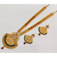  Rajwadi Collection Signature Kundan Stone And Pearl Long Jewellery Set