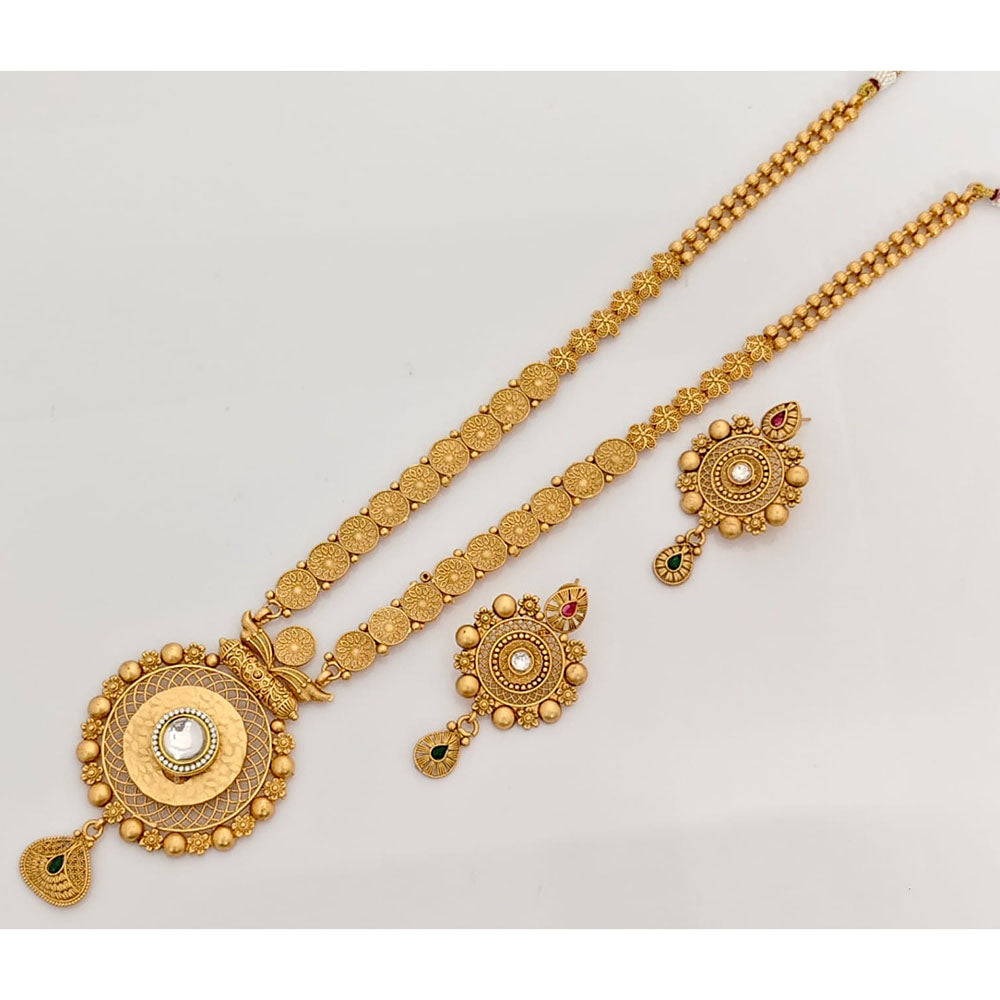  Rajwadi Collection Signature Pota Stone And Austrian Stone Long Jewellery Set