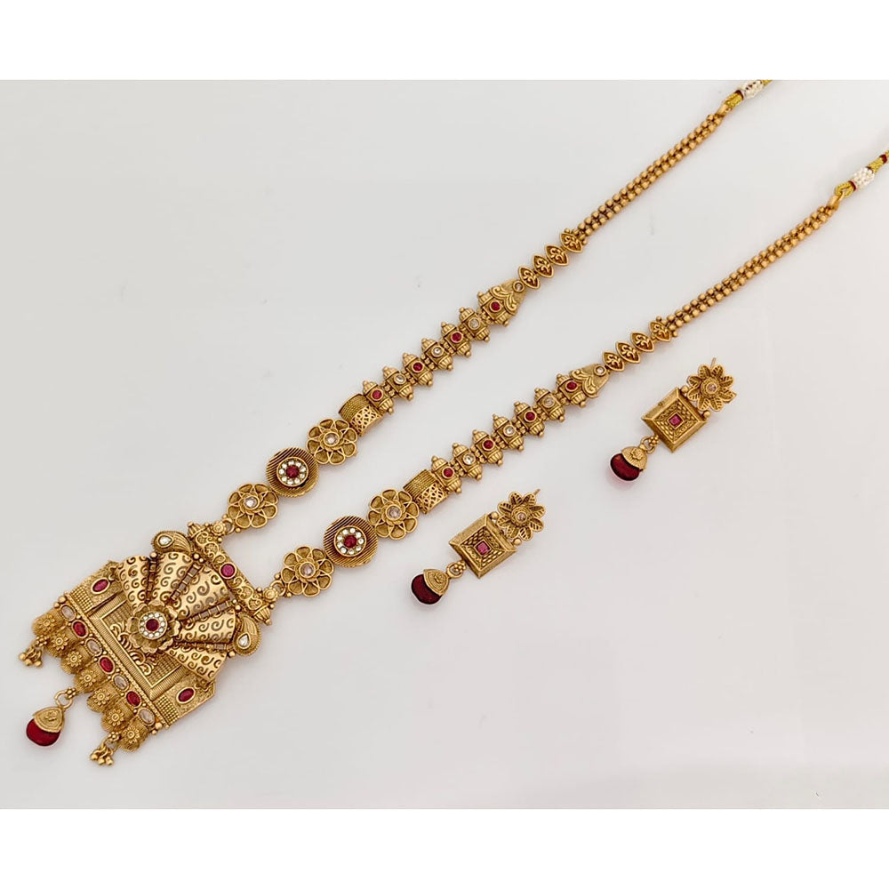  Rajwadi Collection Signature Pota Stone And Austrian Stone Long Jewellery Set