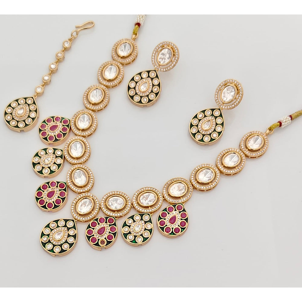 Rajwadi Collection Premium Polki Kundan Stone Necklace Set