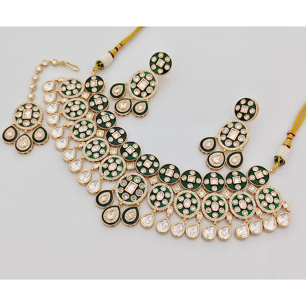 Rajwadi Collection Premium Polki Kundan Stone And Meenakari Necklace Set