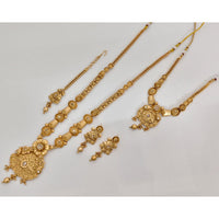 Rajwadi Collection Pota Stone And Beads Double Layer Necklace Set