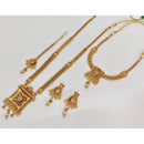 Rajwadi Collection Pota Stone And Beads Double Layer Necklace Set