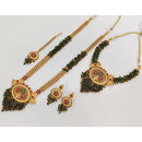 Rajwadi Collection Pota Stone And Beads Double Layer Necklace Set