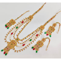 Rajwadi Collection Royal Crystal Stone And Beads Long Necklace Set