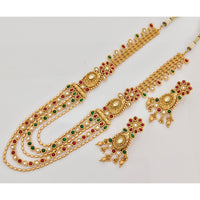 Rajwadi Collection Royal Kundan Stone And Beads Long Necklace Set