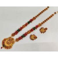 Rajwadi Collection Royal Pota Stone And Pearl Long Necklace Set