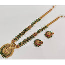 Rajwadi Collection Royal Pota Stone And Pearl Temple Long Necklace Set