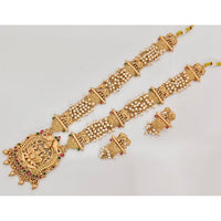 Rajwadi Collection Royal Pota Stone And Pearl Temple Long Necklace Set