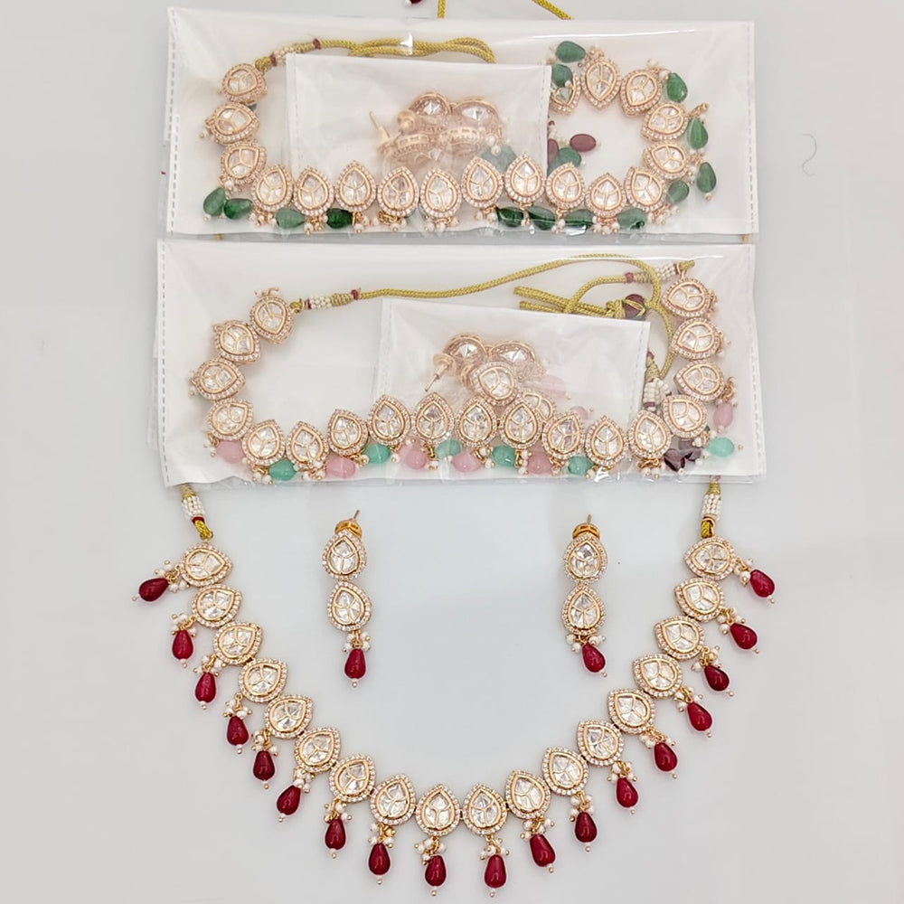 Rajwadi Collection Royal Polki Kundan Stone Pearl And Beads Designer Necklace Set