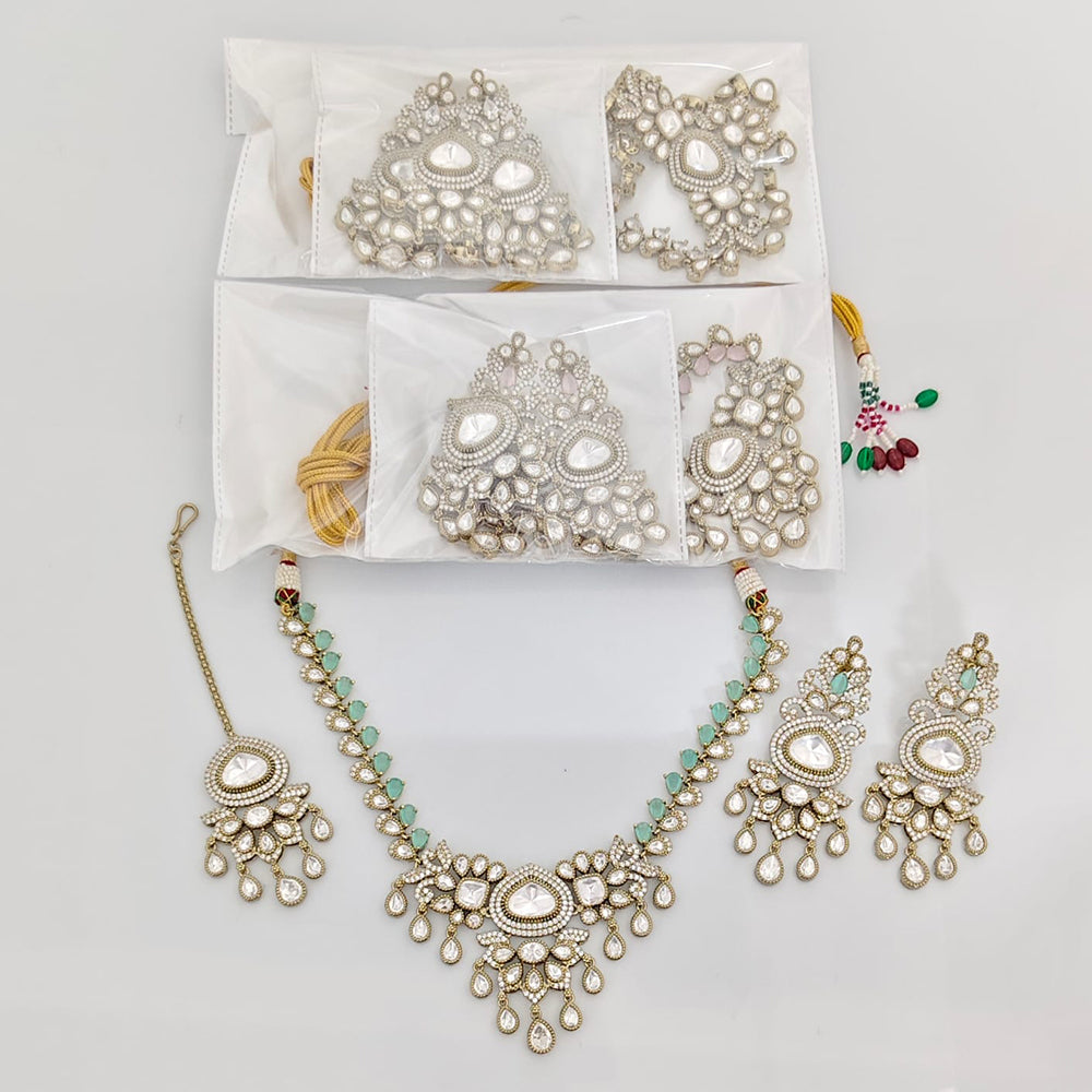 Rajwadi Collection Royal Polki Kundan Stone Designer Necklace Set