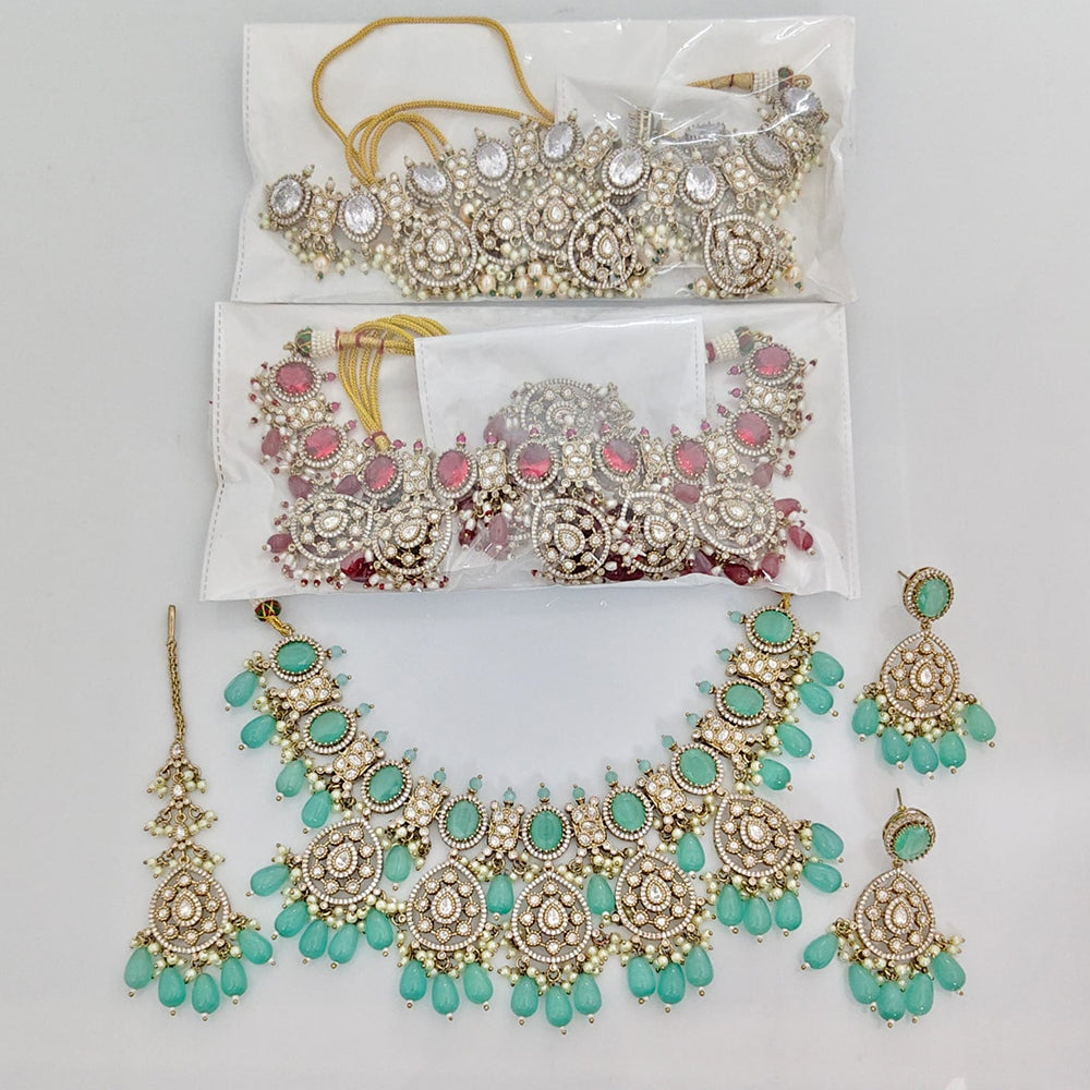 Rajwadi Collection Royal Polki Kundan Stone Pearl And Beads Designer Necklace Set