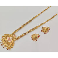 Rajwadi Collection Traditional Pota Stone And Pearl Long Necklace Set