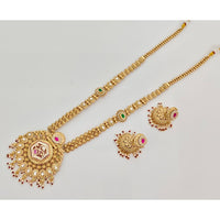 Rajwadi Collection Traditional Pota Stone And Pearl Long Necklace Set