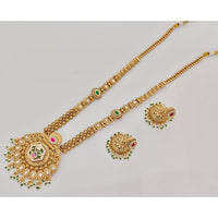 Rajwadi Collection Traditional Pota Stone And Pearl Long Necklace Set