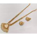 Rajwadi Collection Traditional Pota Stone And Pearl Long Necklace Set