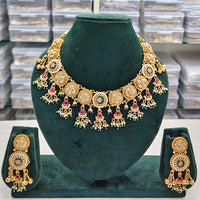 Rajwadi Collection Traditional Kundan And Meenakari And Pearl Necklace Set